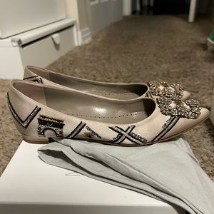 Manolo Blahnik Satin Hangisi Flat - SATC Anniversary Edition.